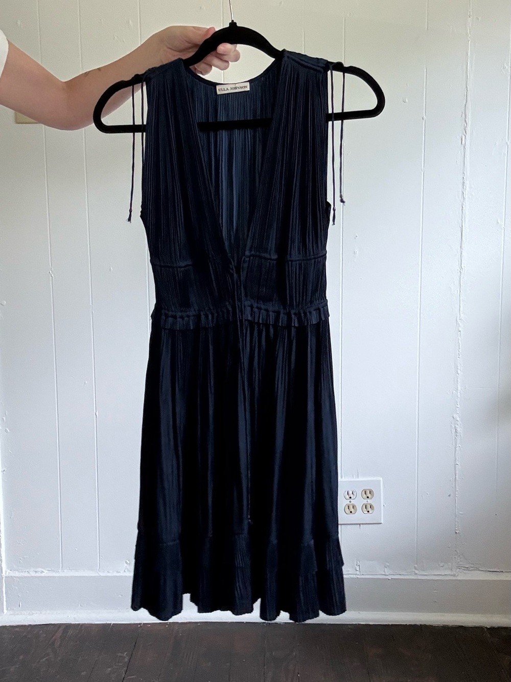 Ulla Johnson Navy Pleated Tie-Front Mini Dress - Picture 8 of 9